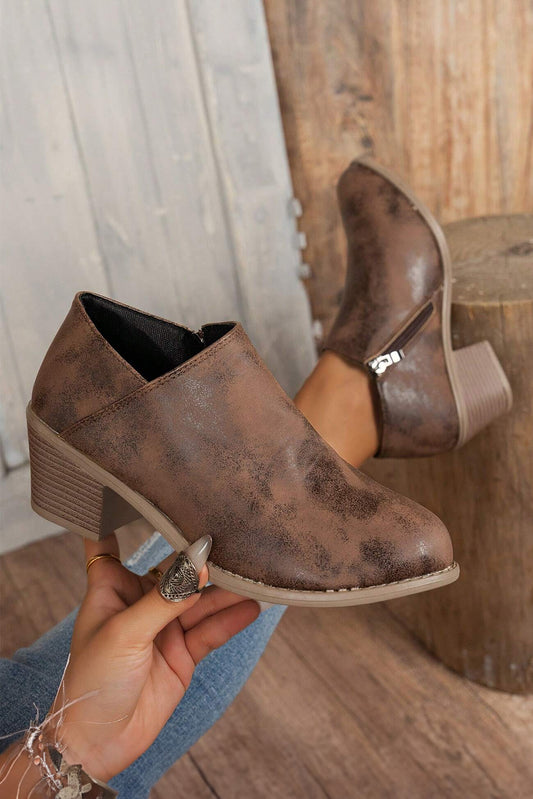 Coffee Suede Casual Ankle Boots (Online Only)