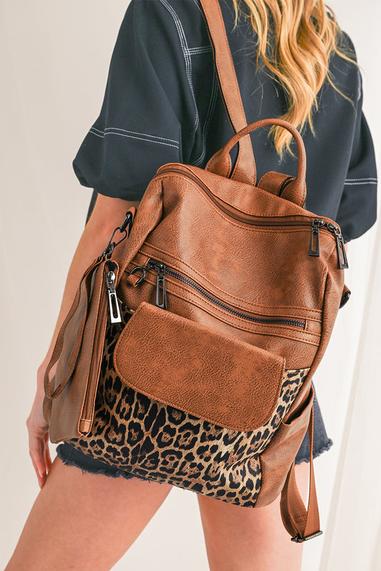 Leopard Patchwork Leather  Backpack (online only)